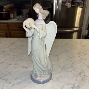 Lladro Figurine #5950 Candleholder - Angel with tambourine 12"‎ Exc Cond
